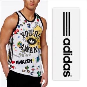 Adidas x Pharrell Williams Jersey Shirt You’re Awake White Tank Top